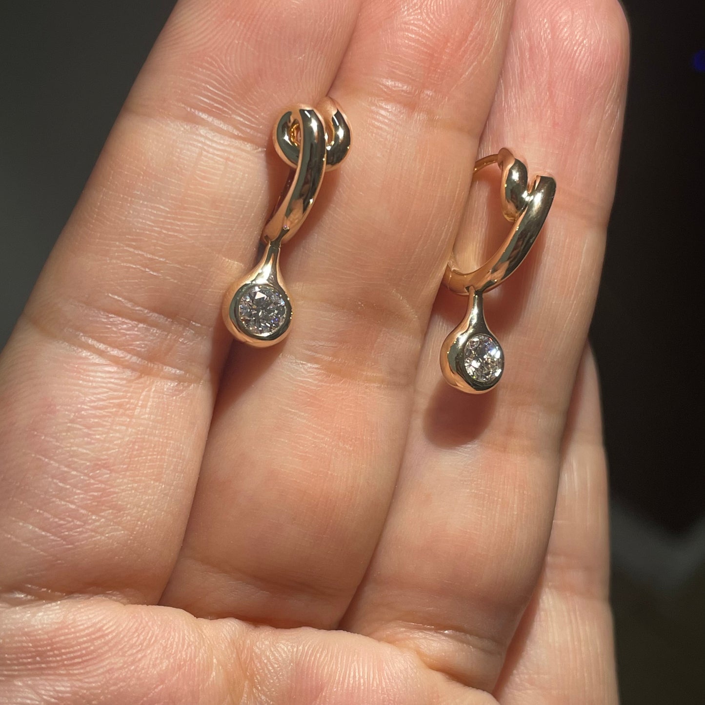 Pirmiana Custom Design 14k Yellow Gold Round Shape 4.1mm Lab Grown Diamonds Earrings