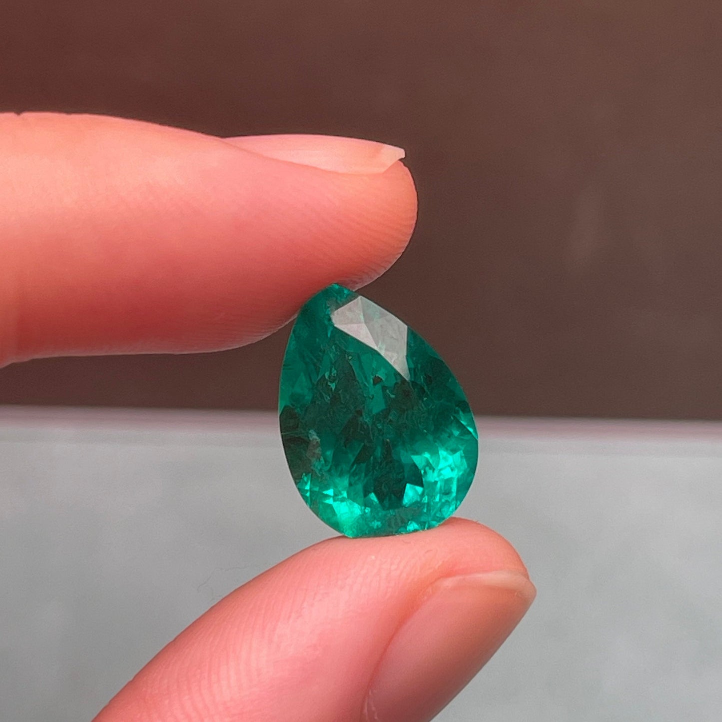 Pirmiana 7.11ct Pear Shape Lab Grown Emerald