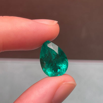 Pirmiana 7.11ct Pear Shape Lab Grown Emerald