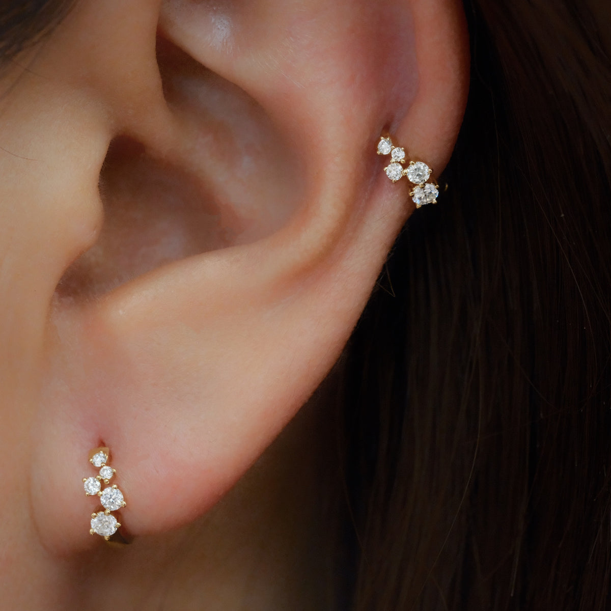 Pirmiana Custom Design 18k Gold Round Shape Lab Grown Diamond Hoop Earrings
