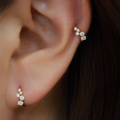 Pirmiana Custom Design 18k Gold Round Shape Lab Grown Diamond Hoop Earrings