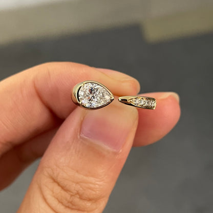 Pirmiana Custom Design 14K Yellow Gold Pear Shape 5x7mm Lab Grown Diamond Ring