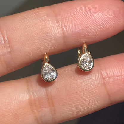 Pirmiana Custom Design 18k Yellow Gold Pear 4x5mm Lab Grown Diamond Earrings