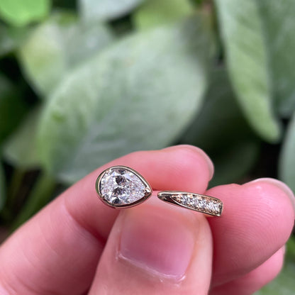 Pirmiana Custom Design 14K Yellow Gold Pear Shape 5x7mm Lab Grown Diamond Ring