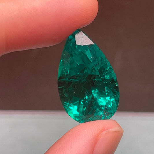 Pirmiana 19.42ct Pear Shape Lab Grown Emerald