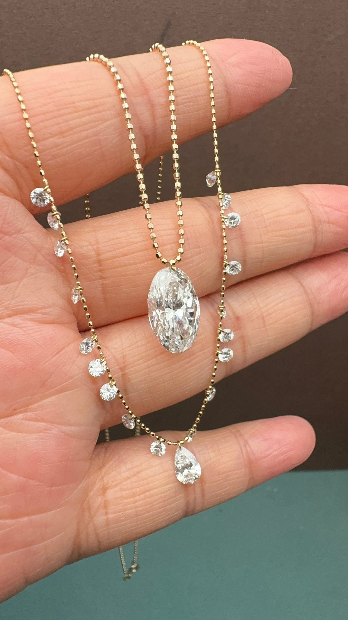 Primiana Popular Drilled Lab Grown Diamond Jewelry  18K Yellow Gold Necklace
