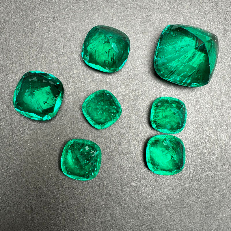 Pirmiana Big Size Cushion Cut Colomnia Color Lab Growm Emerald with Nice Inclushions Like Natural Gems