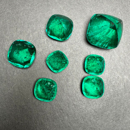Pirmiana Big Size Cushion Cut Colomnia Color Lab Growm Emerald with Nice Inclushions Like Natural Gems