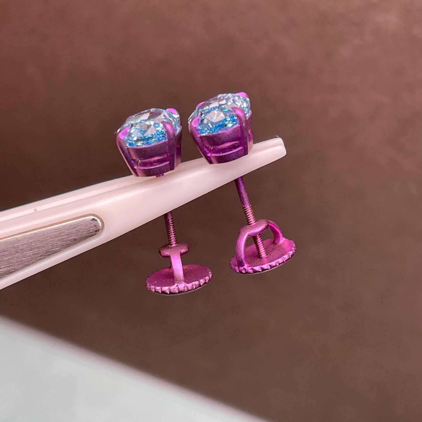 Pirmiana Jewelry Customized titanium Oval Shape 2ct Each Lab Grown Blue Diamond Earrings for Women Party Gift