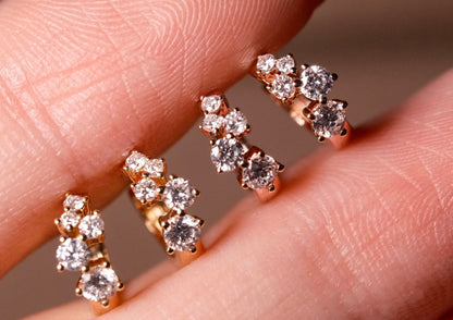 Pirmiana Custom Design 18k Gold Round Shape Lab Grown Diamond Hoop Earrings