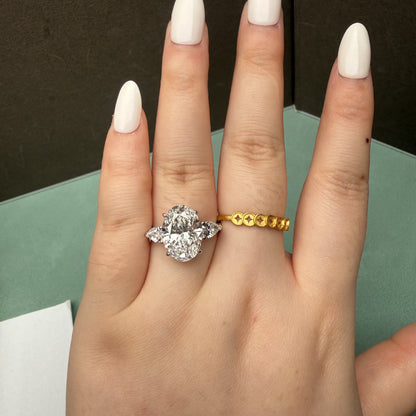 Pirmiana Jewelry Customized 18k White Gold 5ct pear shape Lab Grown Diamond Rings Engagement Wedding Band Rings for Women Fine Jewelry