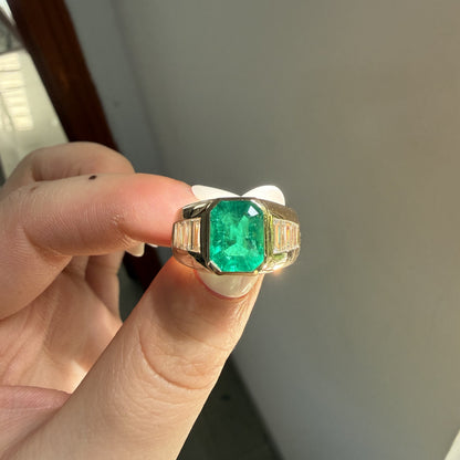 Pirmiana Hot Sale Classic Design Lab Grown Emerald 14k Gold Rings 7x9MM 2ct Lab Grown Emerald Girlfriend Gift