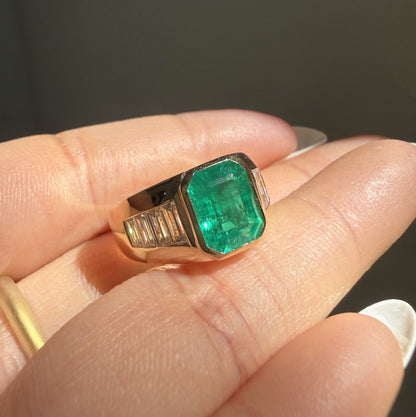 Pirmiana Hot Sale Classic Design Lab Grown Emerald 14k Gold Rings 7x9MM 2ct Lab Grown Emerald Girlfriend Gift