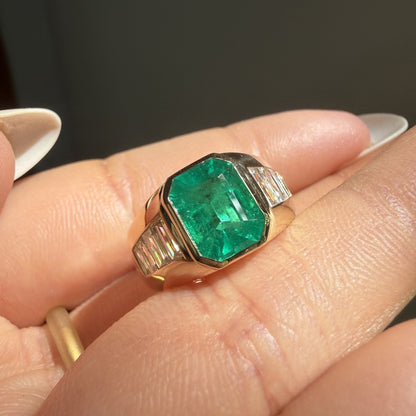 Pirmiana Hot Sale Classic Design Lab Grown Emerald 14k Gold Rings 7x9MM 2ct Lab Grown Emerald Girlfriend Gift