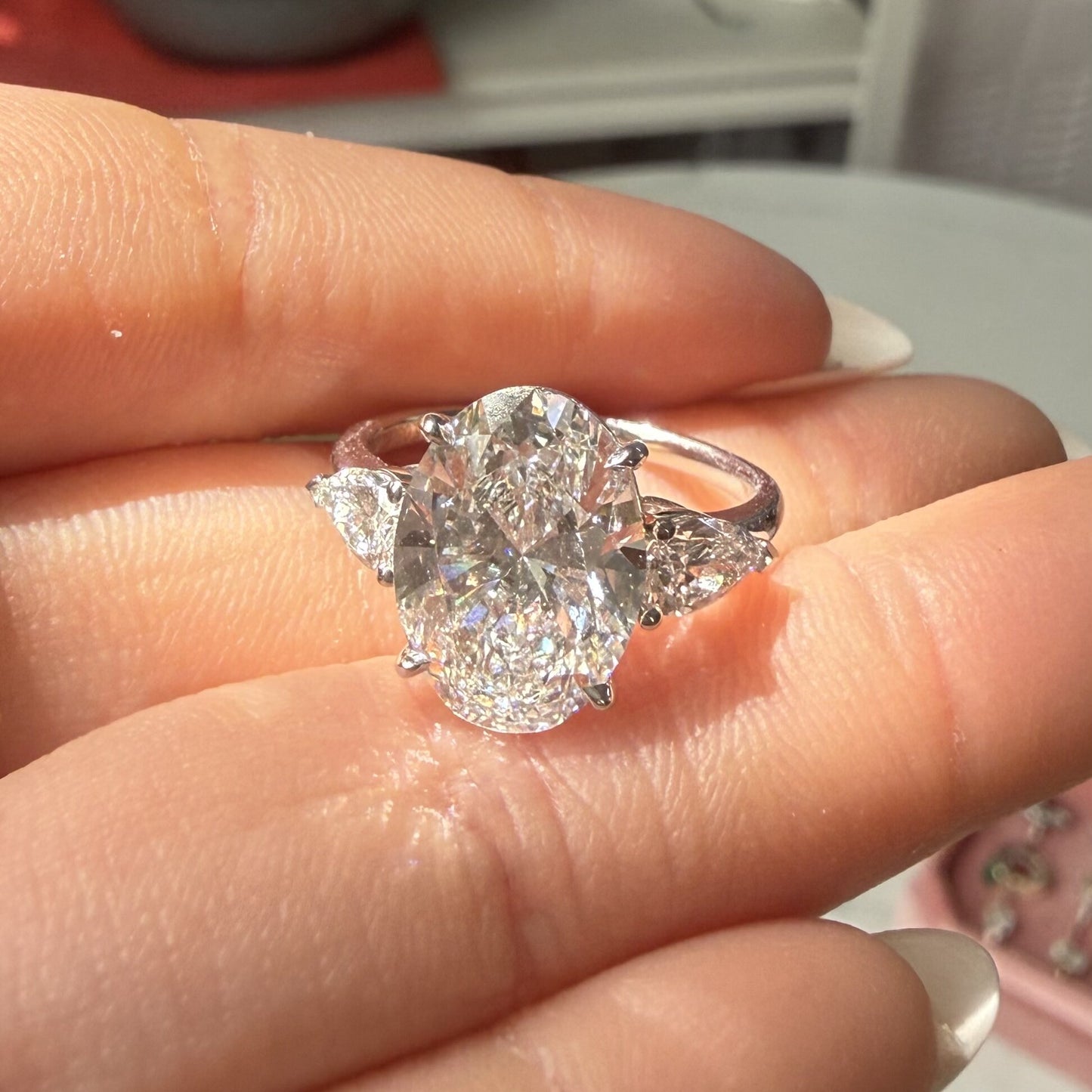 Pirmiana Jewelry Customized 18k White Gold 5ct pear shape Lab Grown Diamond Rings Engagement Wedding Band Rings for Women Fine Jewelry