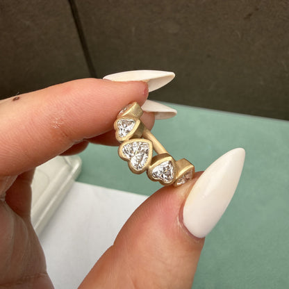 Pirmiana Jewelry Customized 14k Yellow Gold Total 1.5ct heart shape Lab Grown Diamond Rings Engagement Wedding Band Rings for Women Fine Jewelry