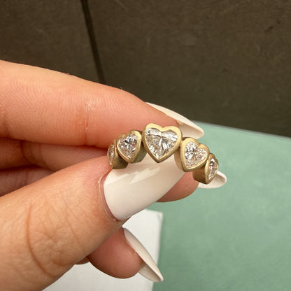 Pirmiana Jewelry Customized 14k Yellow Gold Total 1.5ct heart shape Lab Grown Diamond Rings Engagement Wedding Band Rings for Women Fine Jewelry