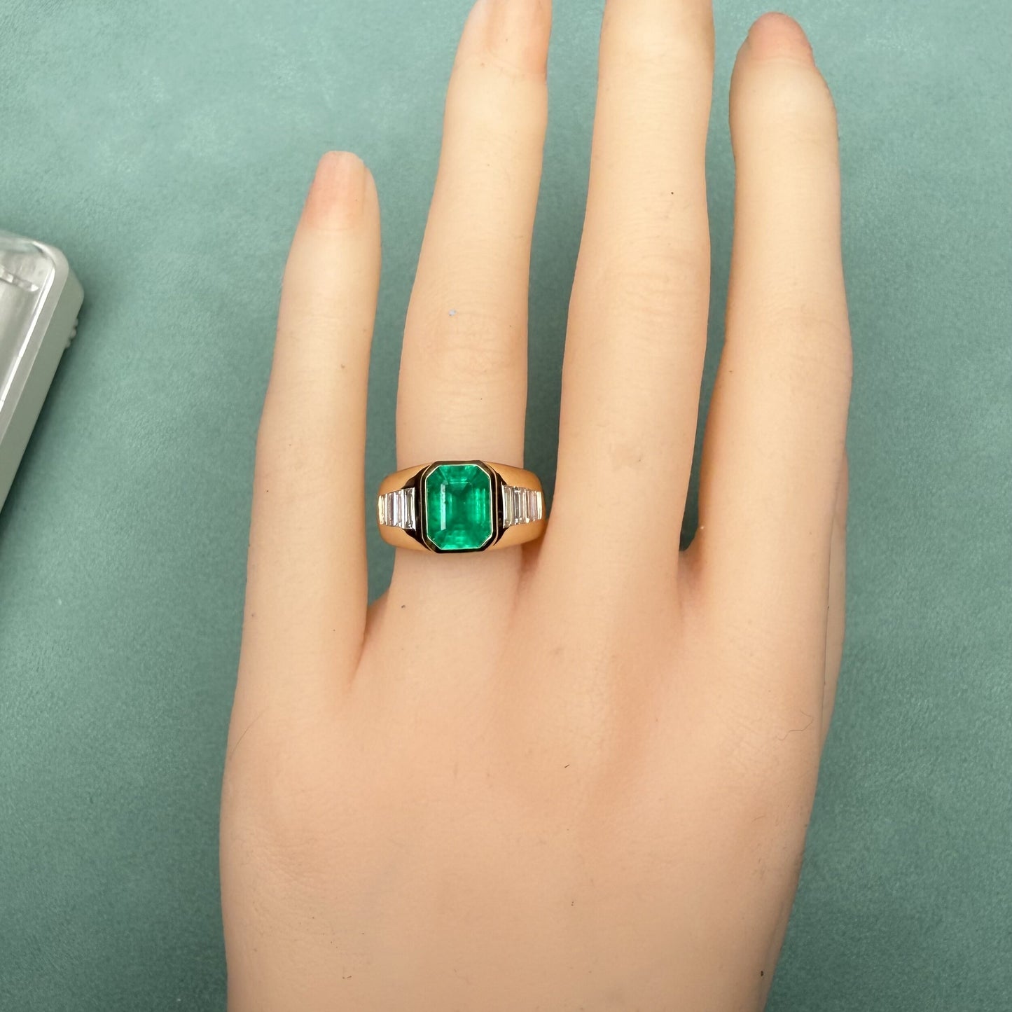 Pirmiana Hot Sale Classic Design Lab Grown Emerald 14k Gold Rings 7x9MM 2ct Lab Grown Emerald Girlfriend Gift