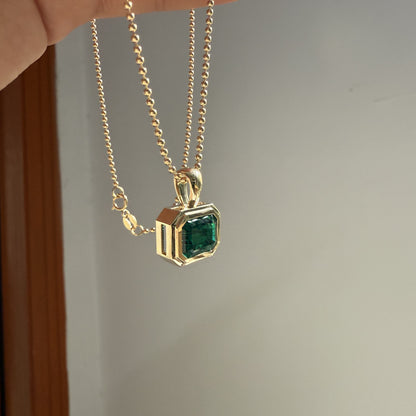 Primiana 2025 New Classic Style 14K Yellow Gold 8x10mm 3ct Emerlad Cut Lab Grwon Emerlad Pendant Girlfriend Gift