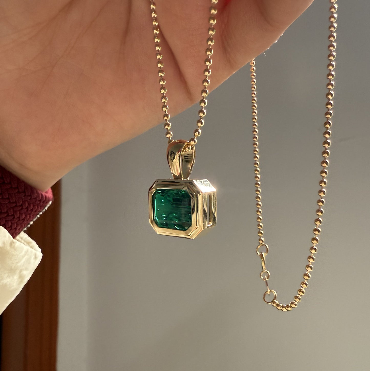 Primiana 2025 New Classic Style 14K Yellow Gold 8x10mm 3ct Emerlad Cut Lab Grwon Emerlad Pendant Girlfriend Gift