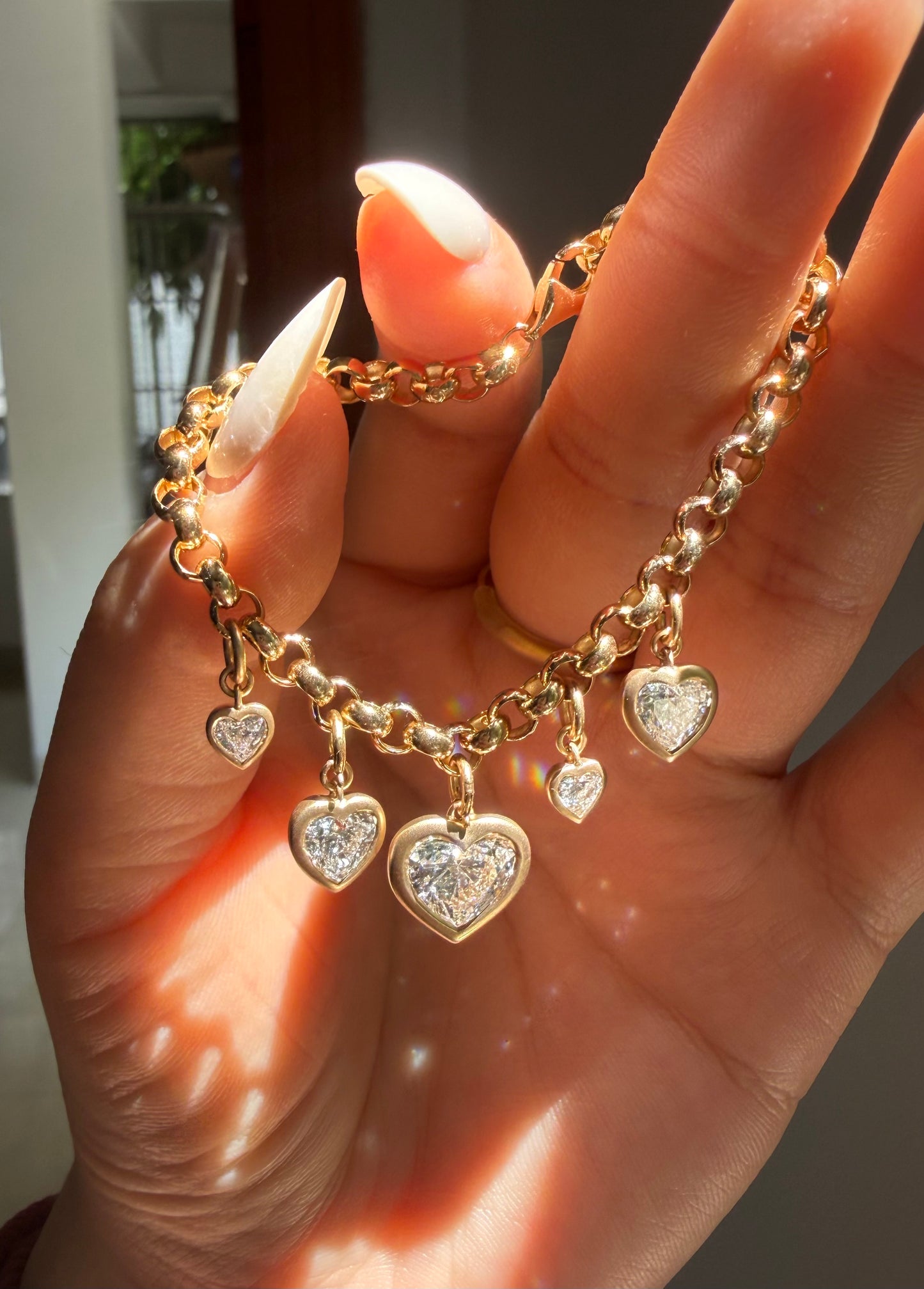 Pirmiana Jewelry Customized heart Shape 18+14K Yellow Gold 2ct Center Lab Grown Diamond Bracelet Engagement for Women Fine Jewelry