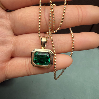 Primiana 2025 New Classic Style 14K Yellow Gold 8x10mm 3ct Emerlad Cut Lab Grwon Emerlad Pendant Girlfriend Gift