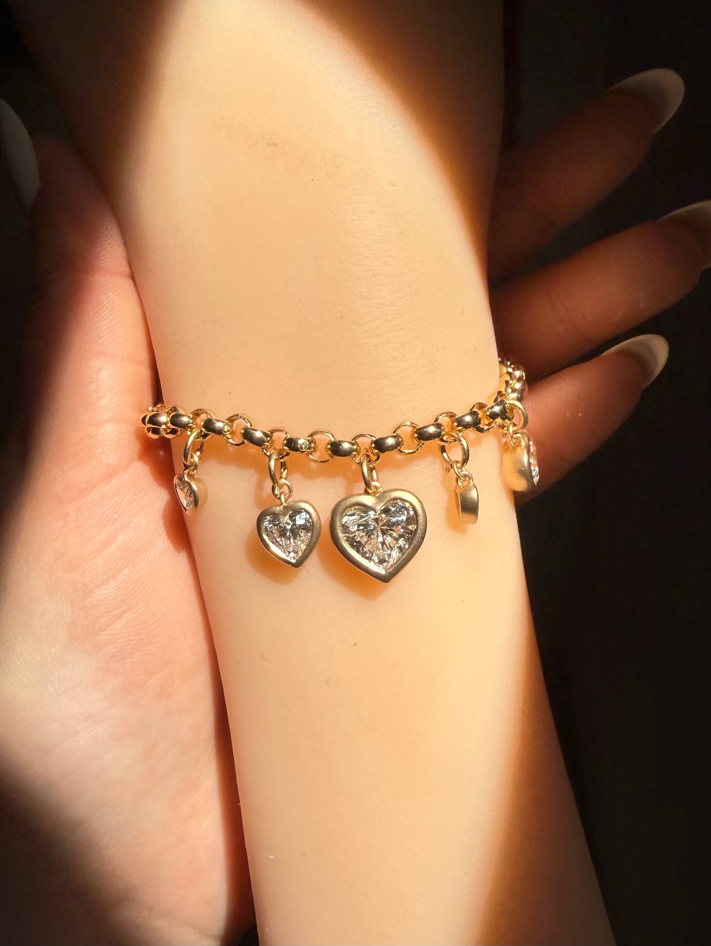 Pirmiana Jewelry Customized heart Shape 18+14K Yellow Gold 2ct Center Lab Grown Diamond Bracelet Engagement for Women Fine Jewelry