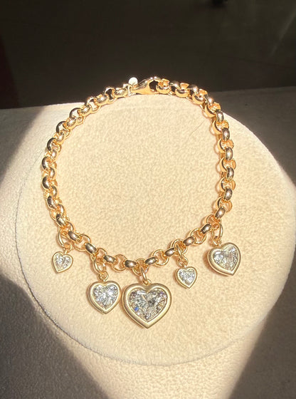Pirmiana Jewelry Customized heart Shape 18+14K Yellow Gold 2ct Center Lab Grown Diamond Bracelet Engagement for Women Fine Jewelry