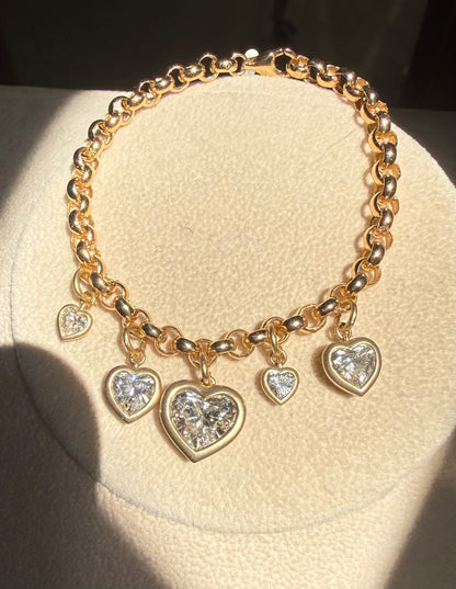 Pirmiana Jewelry Customized heart Shape 18+14K Yellow Gold 2ct Center Lab Grown Diamond Bracelet Engagement for Women Fine Jewelry