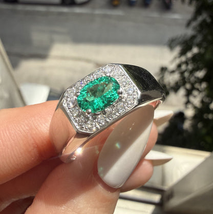 Pirmiana Hot Sale Classic Design Lab Grown Emerald 14k White Gold Rings 6X8MM 0.7ct Lab Grown Emerald Girlfriend Gift