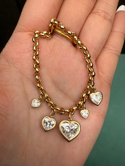 Pirmiana Jewelry Customized heart Shape 18+14K Yellow Gold 2ct Center Lab Grown Diamond Bracelet Engagement for Women Fine Jewelry