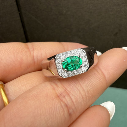 Pirmiana Hot Sale Classic Design Lab Grown Emerald 14k White Gold Rings 6X8MM 0.7ct Lab Grown Emerald Girlfriend Gift