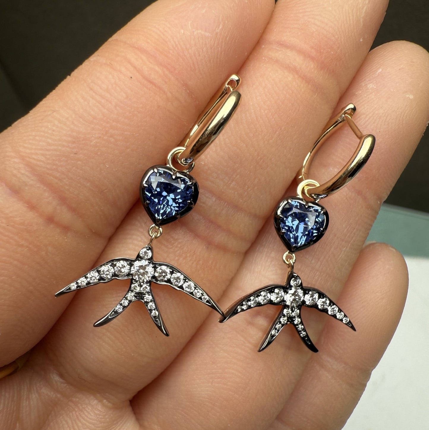 Pirmiana Jewelry Customized 14k Yellow Gold 5x5mm 0.65ct each Lab Grown Sapphire Earrings for Women Party Gift