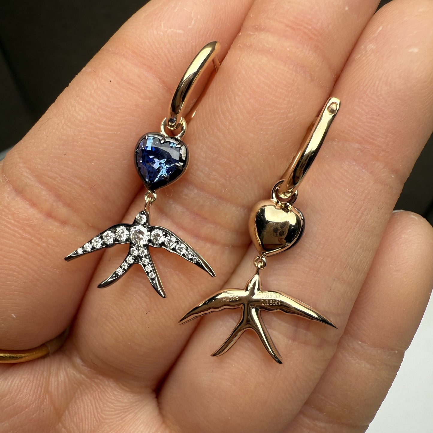 Pirmiana Jewelry Customized 14k Yellow Gold 5x5mm 0.65ct each Lab Grown Sapphire Earrings for Women Party Gift