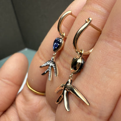 Pirmiana Jewelry Customized 14k Yellow Gold 5x5mm 0.65ct each Lab Grown Sapphire Earrings for Women Party Gift