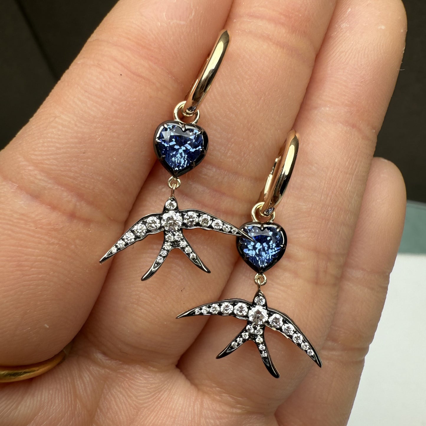 Pirmiana Jewelry Customized 14k Yellow Gold 5x5mm 0.65ct each Lab Grown Sapphire Earrings for Women Party Gift