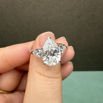 Pirmiana Jewelry Customized 18k White Gold 3ct pear shape Lab Grown Diamond Rings Engagement Wedding Band Rings for Women Fine Jewelry