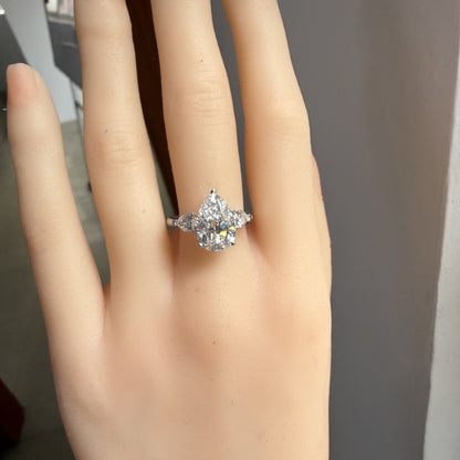 Pirmiana Jewelry Customized 18k White Gold 3ct pear shape Lab Grown Diamond Rings Engagement Wedding Band Rings for Women Fine Jewelry