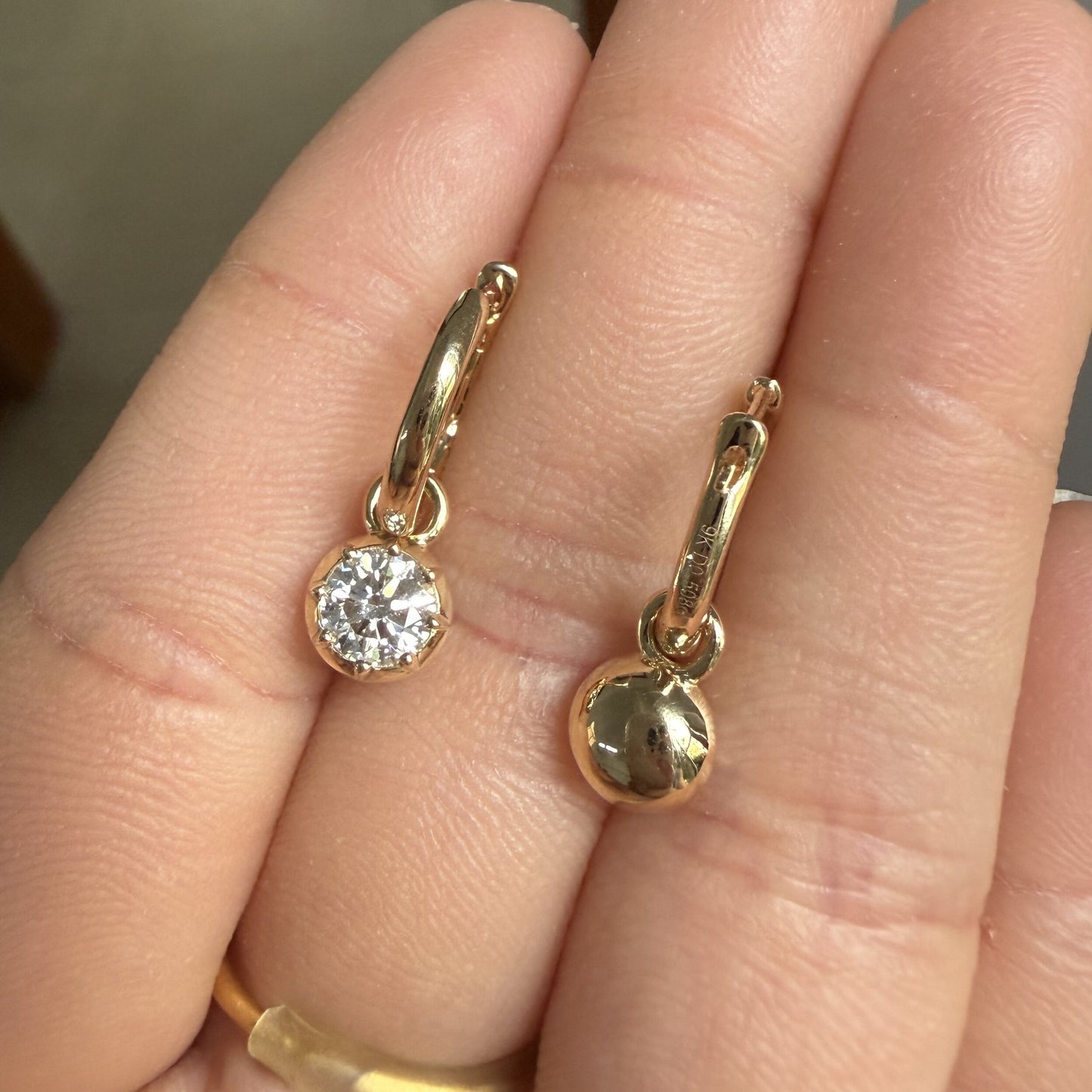 Pirmiana Customized 9k Yellow Gold 0.5ct Lab Grown Diamond Earrings for Women Party Gift
