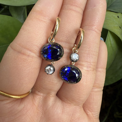 Pirmiana Jewelry Customized 14k Yellow Gold 7x9mm 5ct total Lab Grown Sapphire Earrings for Women Party Gift