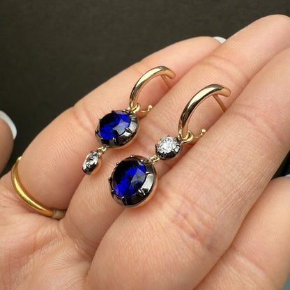 Pirmiana Jewelry Customized 14k Yellow Gold 7x9mm 5ct total Lab Grown Sapphire Earrings for Women Party Gift