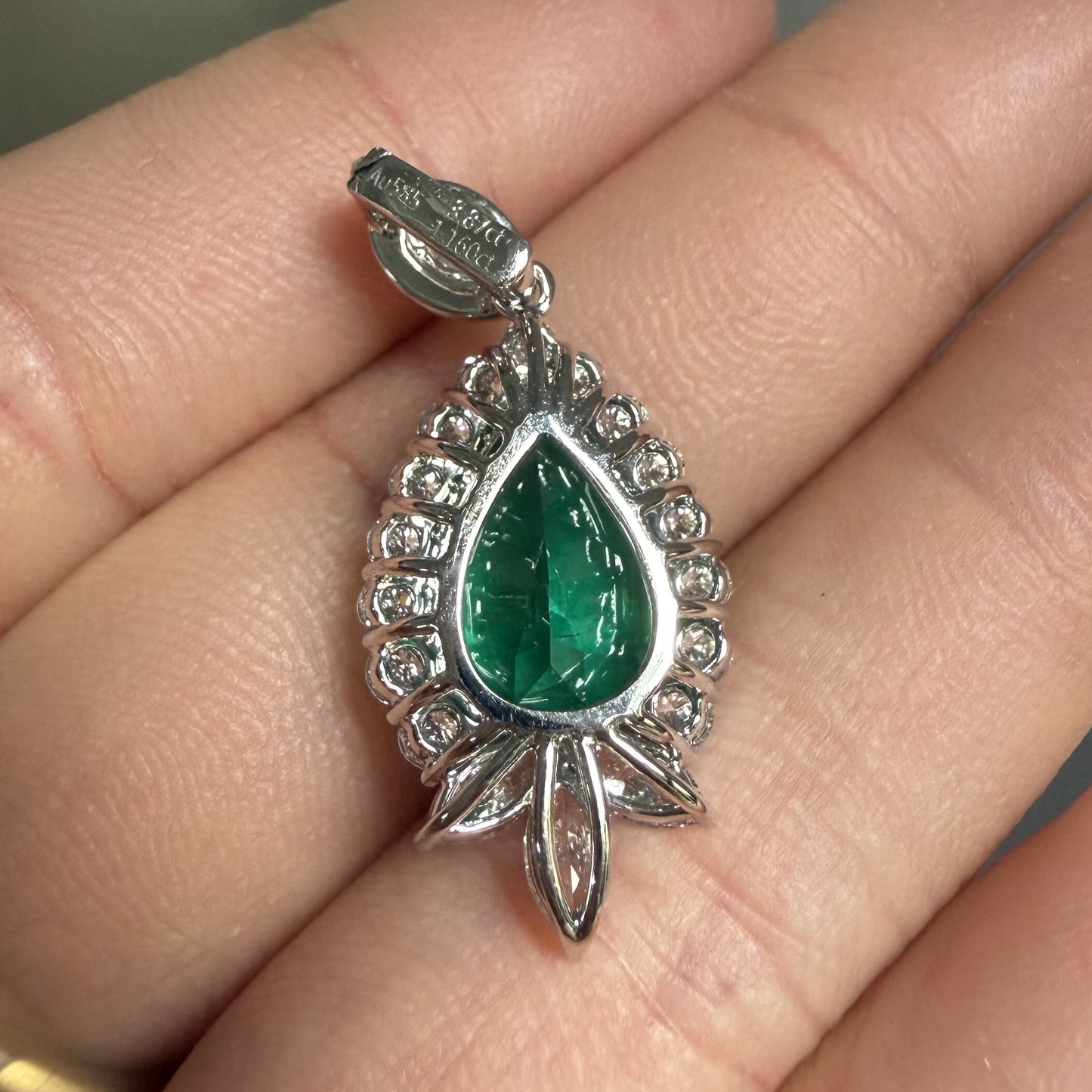 Primiana New Classic Style 14K 9x13mm 4.255ct Lab Grwon Emerlad Pendant Girlfriend Gift