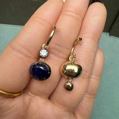 Pirmiana Jewelry Customized 14k Yellow Gold 7x9mm 5ct total Lab Grown Sapphire Earrings for Women Party Gift