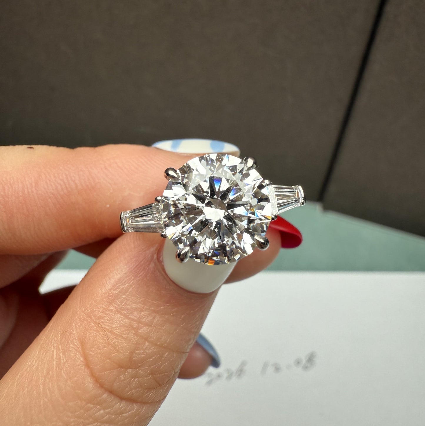 Pirmiana Jewelry Customized 14k White Gold 4ct Round Shape Lab Grown Diamond Engagement Wedding Band Rings for Women Fine Jewelry