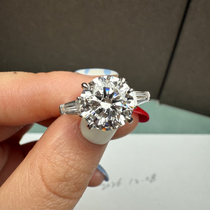 Pirmiana Jewelry Customized 14k White Gold 4ct Round Shape Lab Grown Diamond Engagement Wedding Band Rings for Women Fine Jewelry