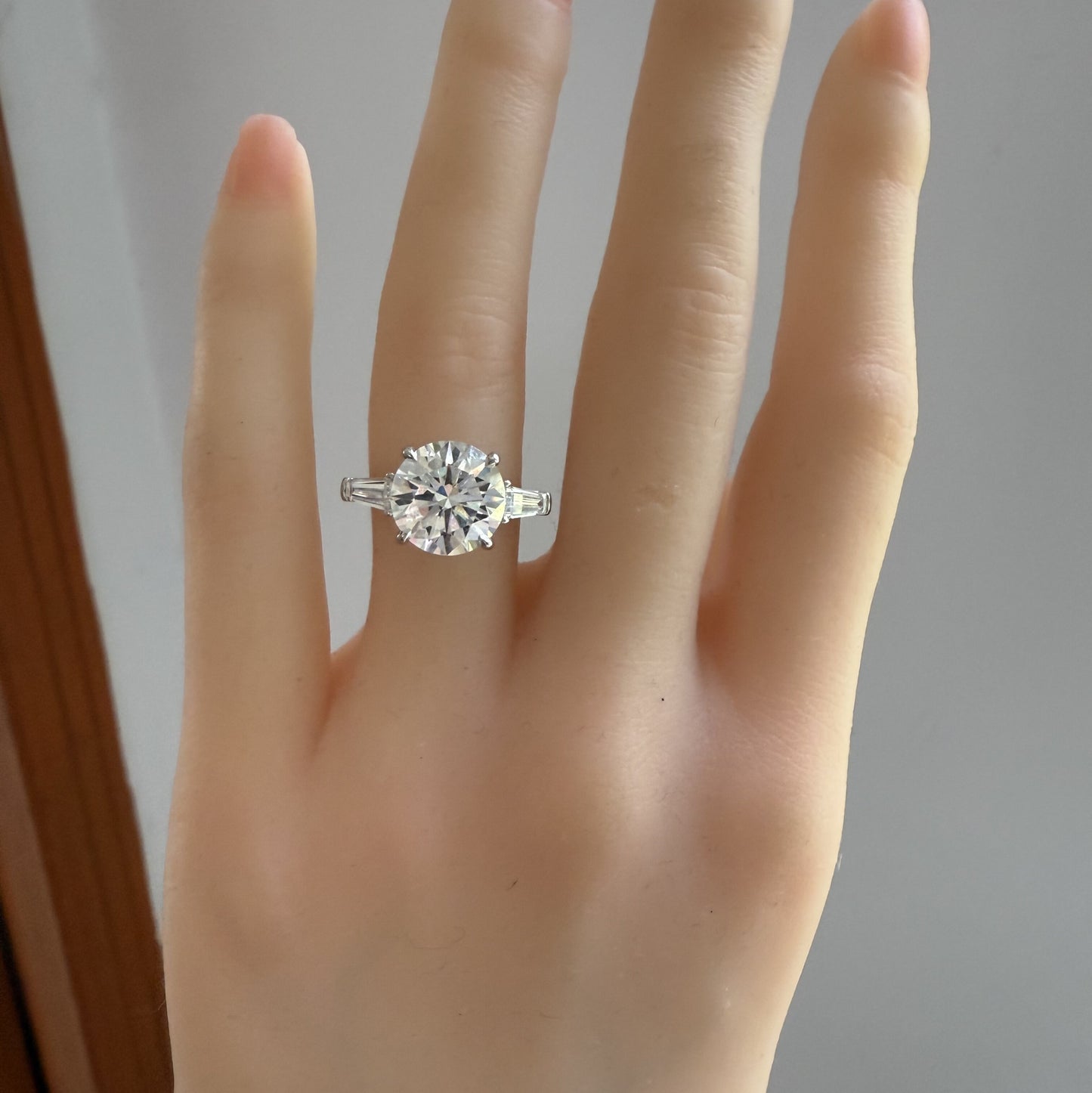 Pirmiana Jewelry Customized 14k White Gold 4ct Round Shape Lab Grown Diamond Engagement Wedding Band Rings for Women Fine Jewelry