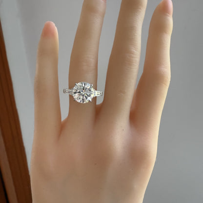 Pirmiana Jewelry Customized 14k White Gold 4ct Round Shape Lab Grown Diamond Engagement Wedding Band Rings for Women Fine Jewelry