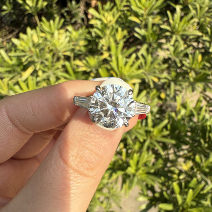 Pirmiana Jewelry Customized 14k White Gold 4ct Round Shape Lab Grown Diamond Engagement Wedding Band Rings for Women Fine Jewelry