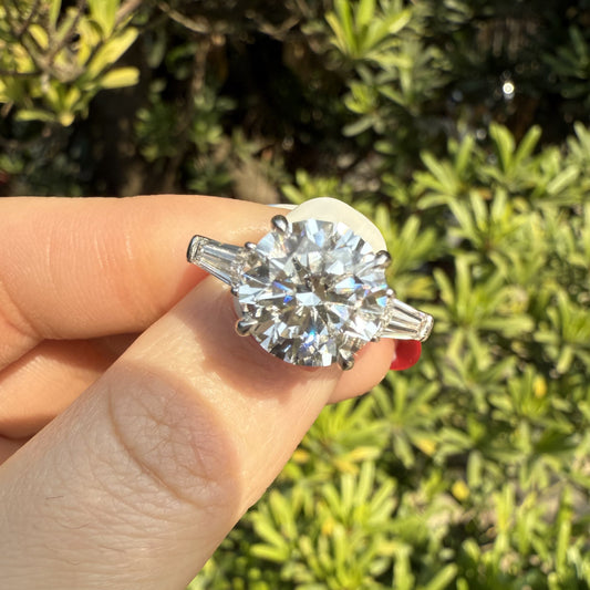 Pirmiana Jewelry Customized 14k White Gold 4ct Round Shape Lab Grown Diamond Engagement Wedding Band Rings for Women Fine Jewelry