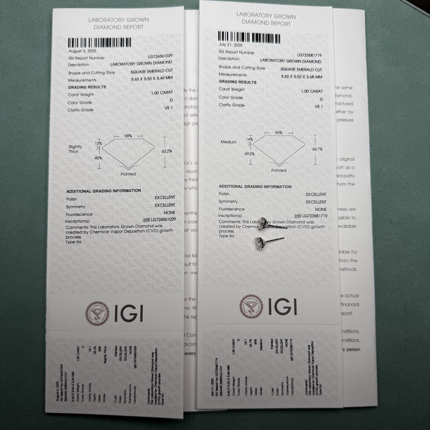 Pirmiana Custom Design Platinum Earrings for Women 1ct Each CVD Lab Grown Diamond Jewelry